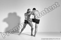 Underwear Martial art Man - Man White Moving poses Athletic Short Brown Dynamic poses Academic